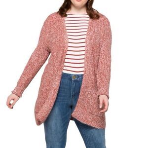Steve Madden Salmon Marled Odetta Open Front Cardigan